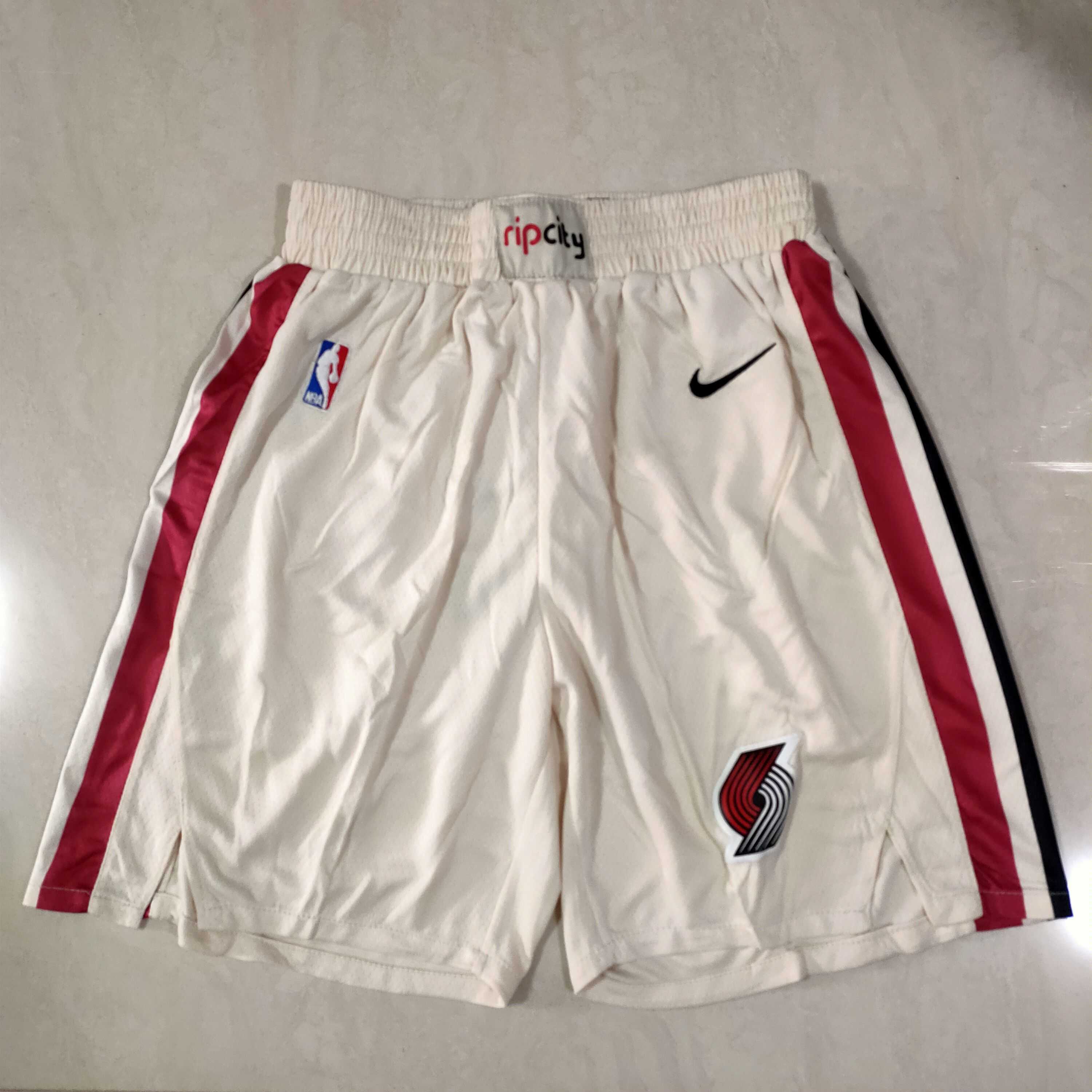 Men NBA Portland Trail Blazers Cream Shorts 0416
